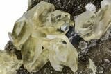 Green Fluorite and Yellow Calcite on Quartz - Fluorescent! #112421-4